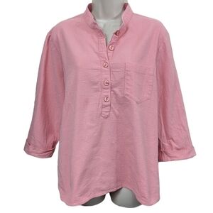 The Tog Shop Petites Half Button Popover Top Sz PL